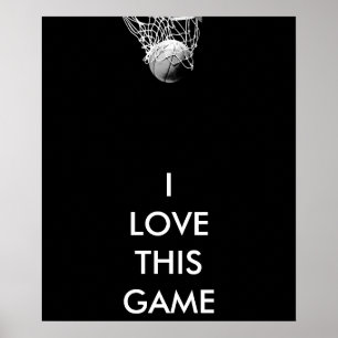 Black & White Panoramic Basketball Poster