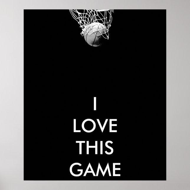 Black & White Panoramic Basketball Poster (Front)