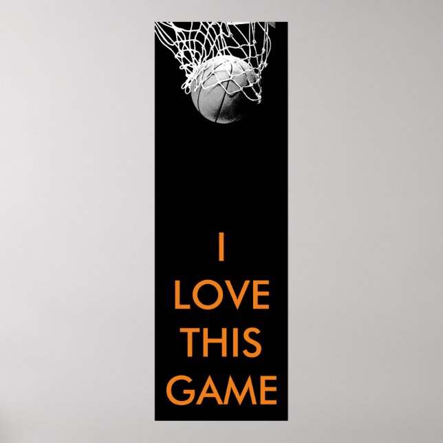 Black & White Panoramic Basketball Poster (Front)