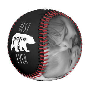 Black & White Papa Bear Father's Day Custom Photo Baseball