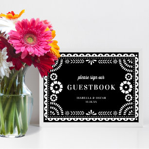 Black & White Papel Picado Wedding Guestbook Sign