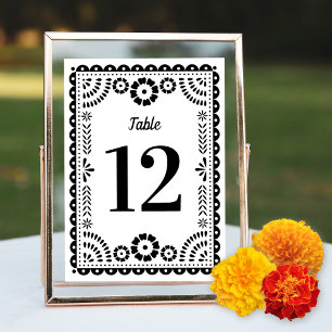 Black & White Papel Picado Wedding Table Number