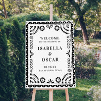 Black & White Papel Picado Wedding Welcome Sign