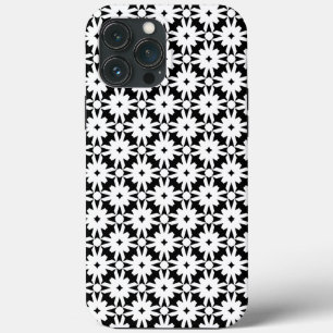 Black White Paper Flower Chain Pattern  iPhone 13 Pro Max Case