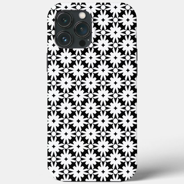 Black White Paper Flower Chain Pattern  Case-Mate iPhone Case (Back)