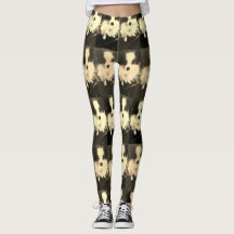 Black & white Papillon Dog designer leggings