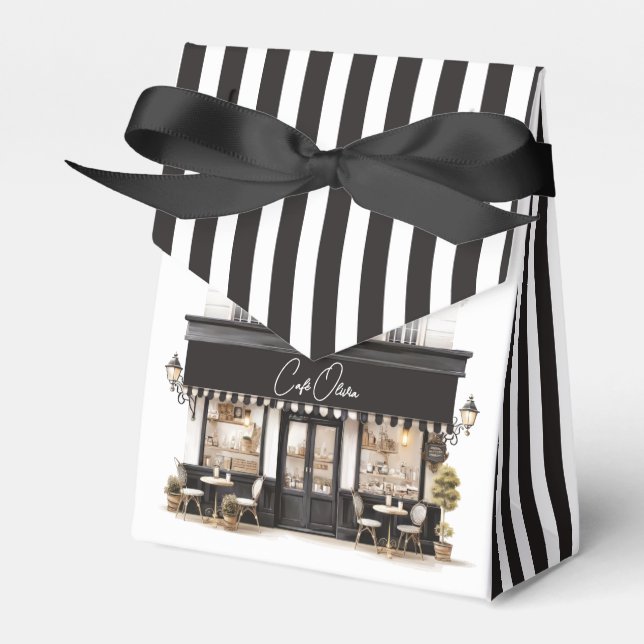 Black & White Paris Café Birthday Favour Box (Front Side)