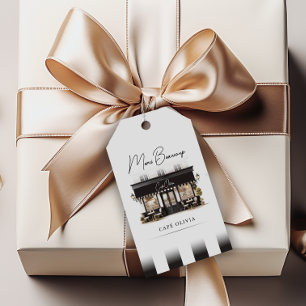 Black & White Paris Café Birthday Favour Gift Tags