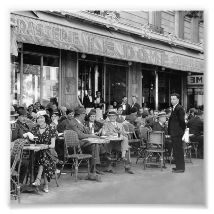 Black & White Paris Cafe Photo Print | Zazzle.co.uk