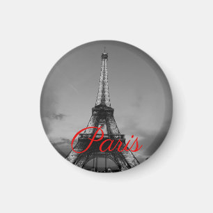 Black White Paris City Night Eiffel Tower European Magnet