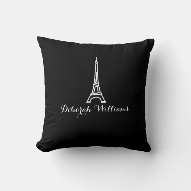 black & white Paris Eiffel Tower nice Cushion (Front)
