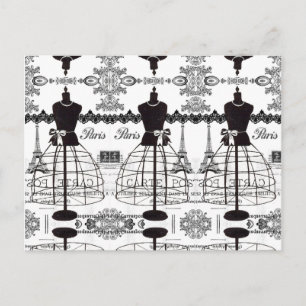 Black White Paris Fashion Mannequin Postcard