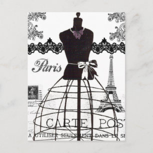 Black White Paris Fashion Mannequin Postcard