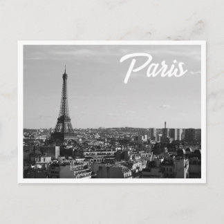 Black & White Paris Photo Eiffel Tower Skyline Postcard