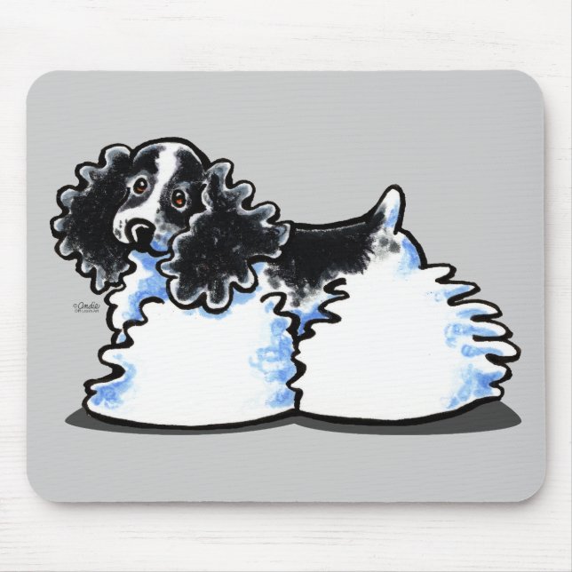 Black White Parti Cocker Spaniel Mouse Mat (Front)