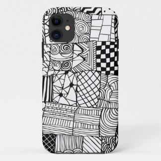 Black White Patchwork Geometric Whimsical iPhone 11 Case