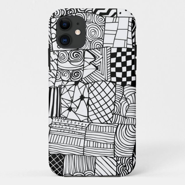 Black White Patchwork Geometric Whimsical Case-Mate iPhone Case (Back)
