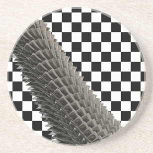 black white pattern coaster