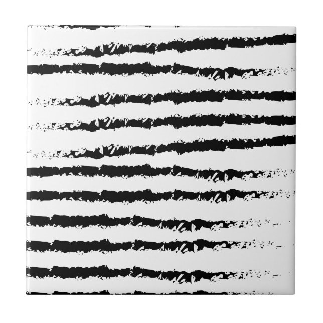 Black White pattern design Tile (Front)