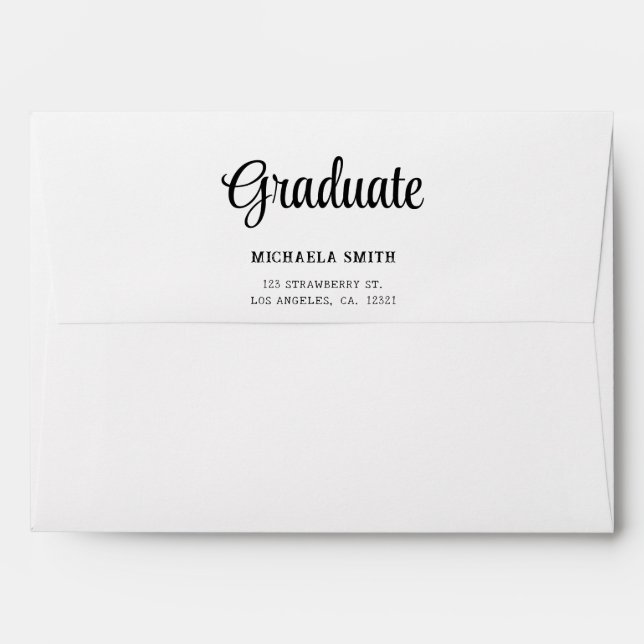 Black White Pattern Math Return Address Graduation Envelope (Back (Top Flap))