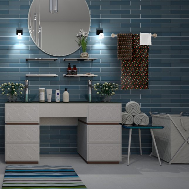 Black & white Pattern  mini wildflower  Bath Towel Set (Creator Uploaded)