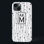 Black & White Pattern Monogram iPad Mini Case<br><div class="desc">Customisable iPad mini case featuring black and white stripes doodles pattern with tag and monogram. This is available in variety of colours and variety of cases and sleeves.</div>