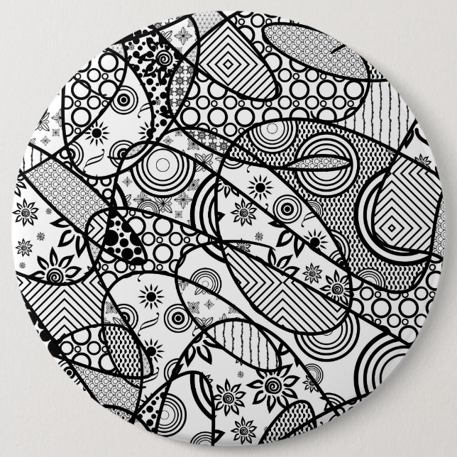 Black & White Pattern Patchwork 01 6 Cm Round Badge (Front)