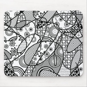 Black & White Pattern Patchwork 01 Mouse Mat