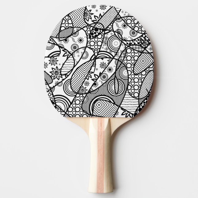 Black & White Pattern Patchwork 01 Ping Pong Paddle (Front)
