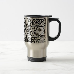 Black & White Pattern Patchwork 01 Travel Mug
