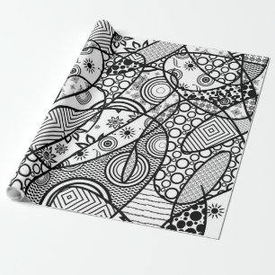 Black & White Pattern Patchwork 01 Wrapping Paper
