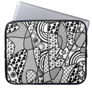 Black & White Pattern Patchwork 02 Laptop Sleeve