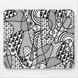 Black & White Pattern Patchwork 02 Mouse Mat