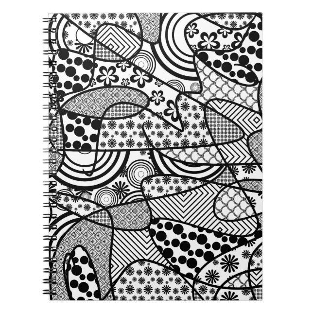Black & White Pattern Patchwork 02 Notebook (Front)