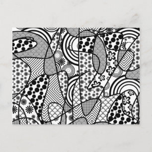 Black & White Pattern Patchwork 02 Postcard