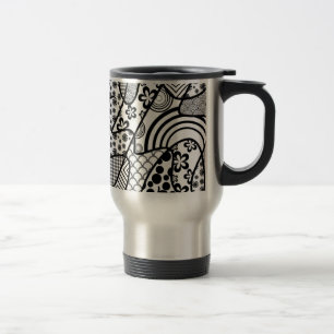 Black & White Pattern Patchwork 02 Travel Mug