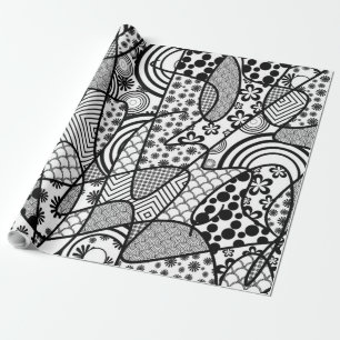 Black & White Pattern Patchwork 02 Wrapping Paper