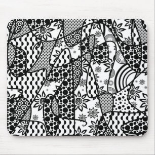 Black & White Pattern Patchwork 03 Mouse Mat