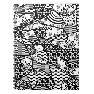 Black & White Pattern Patchwork 03 Notebook