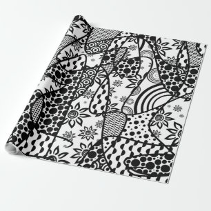 Black & White Pattern Patchwork 03 Wrapping Paper