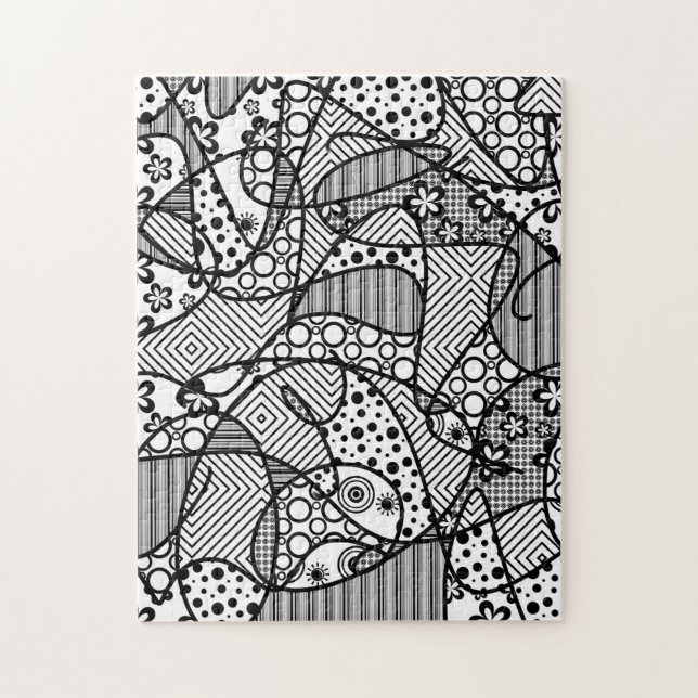 Black & White Pattern Patchwork 04 Jigsaw Puzzle (Vertical)