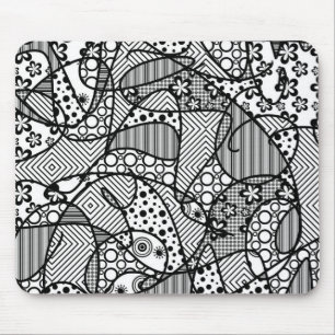 Black & White Pattern Patchwork 04 Mouse Mat