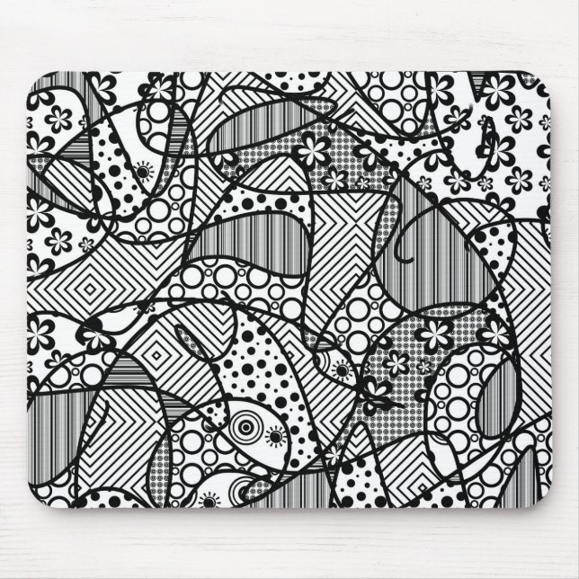 Black & White Pattern Patchwork 04 Mouse Mat (Front)