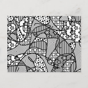 Black & White Pattern Patchwork 04 Postcard