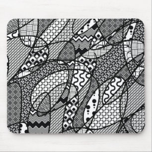 Black & White Pattern Patchwork 05 Mouse Mat