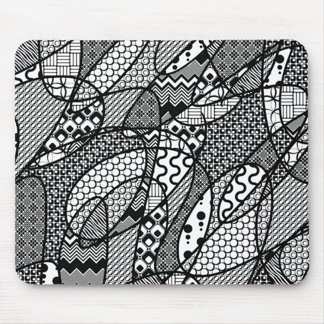 Black & White Pattern Patchwork 05 Mouse Mat (Front)
