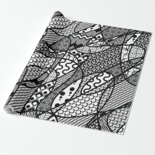 Black & White Pattern Patchwork 05 Wrapping Paper