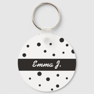Black & White Pattern Personalised Name Keychains
