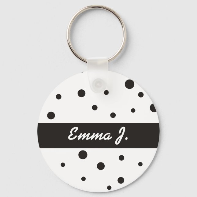 Black & White Pattern Personalised Name Keychains (Front)