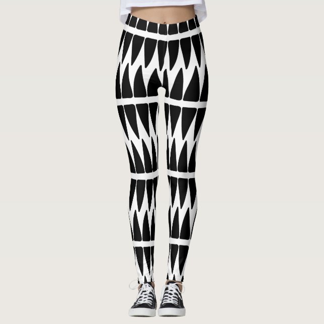 Black/White Patterned Leggings (Front)